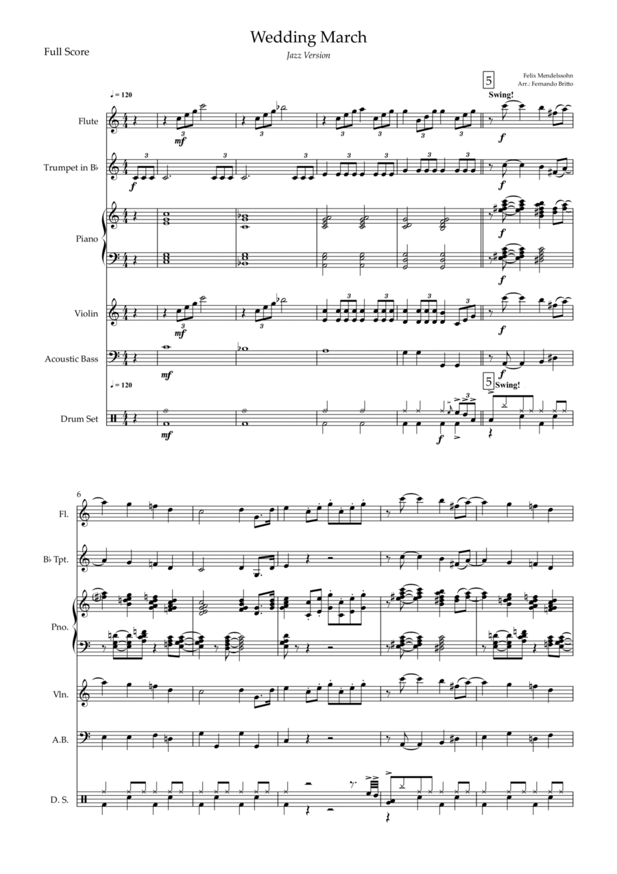 Wedding March (Felix Mendelssohn) Jazz Version Small Ensemble scores gallery preview page 1