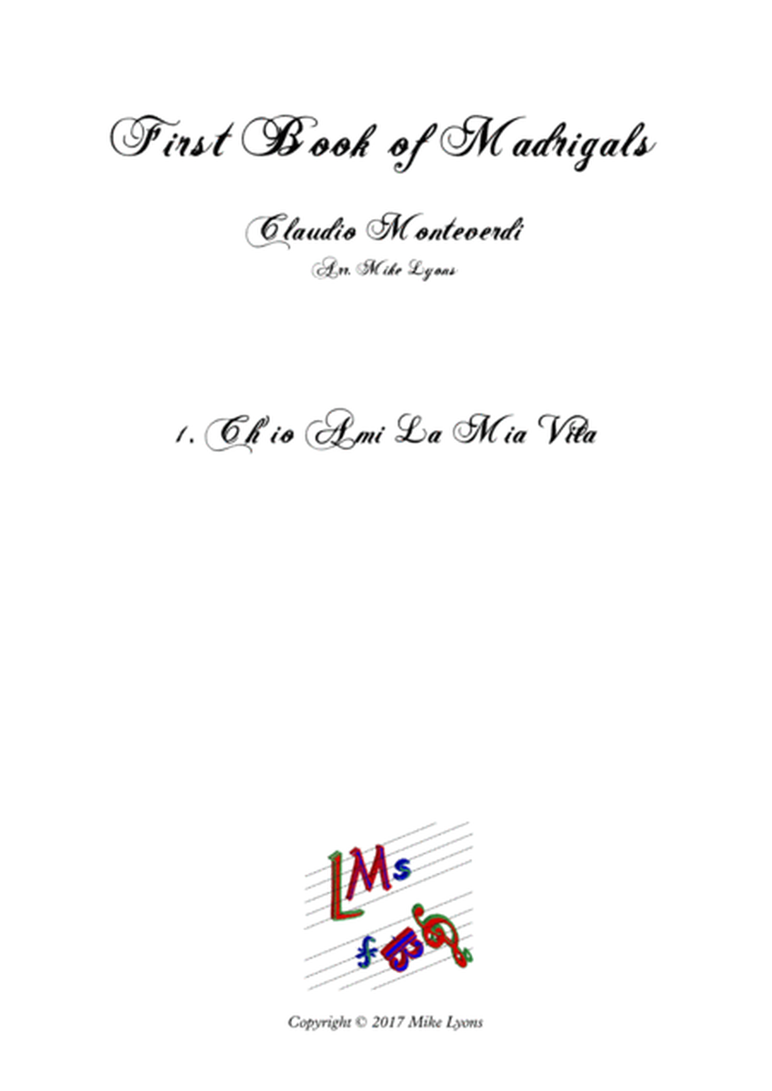 Monteverdi First Book of Madrigals - No 1 Ch'io ami La Mia Vita image number null