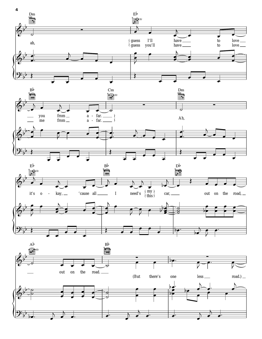 Out On The Road Piano, Vocal, Guitar scores gallery preview page 4