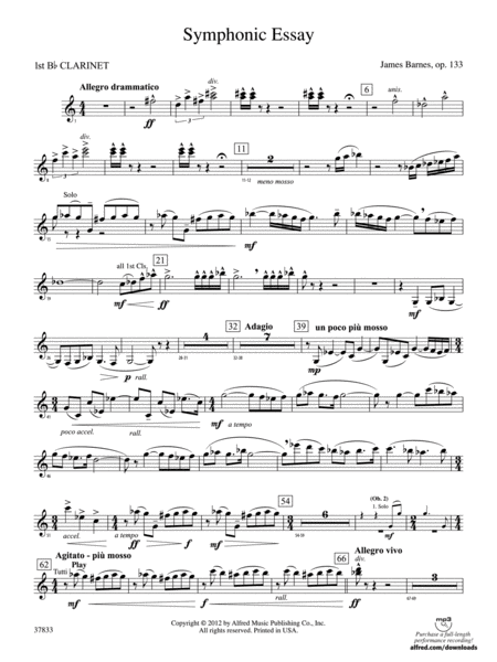 Symphonic Essay: 1st B-flat Clarinet