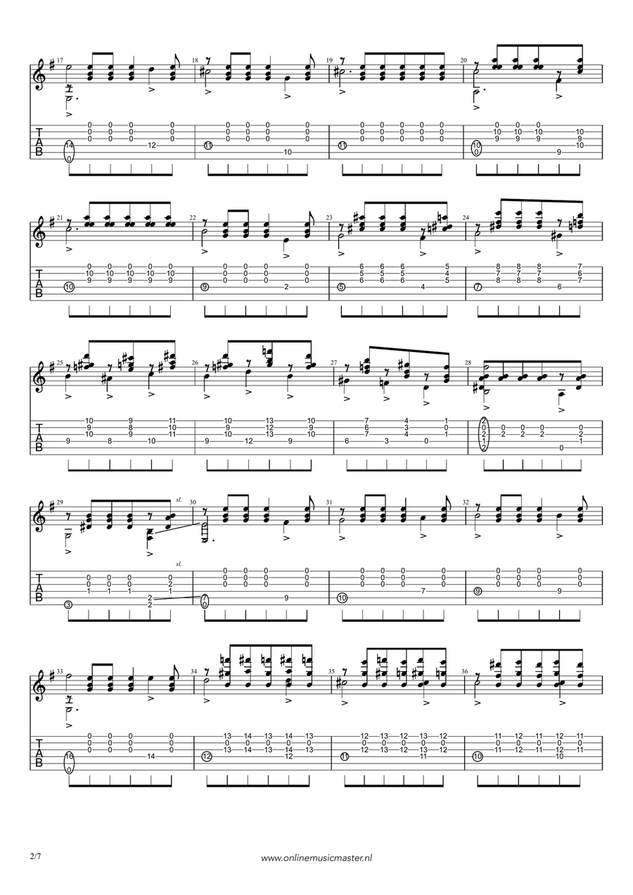 Prelude No.1 in E Minor Acoustic Guitar scores gallery preview page 3