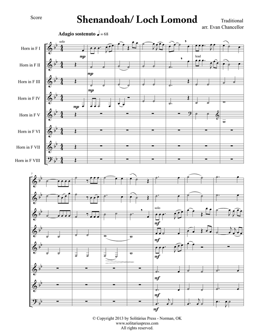 Shenandoah/ Loch Lomond Small Ensemble scores gallery preview page 2