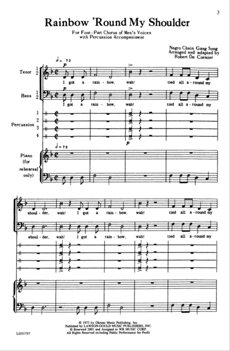 Rainbow 'Round My Shoulder Men's Choir scores gallery preview page 17