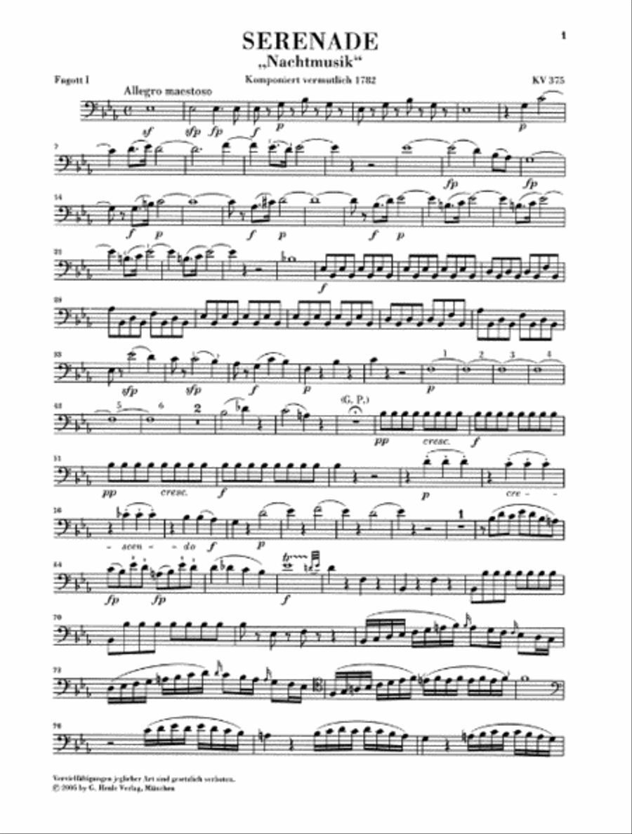 Serenade in E-flat Major, K. 375 Bassoon scores gallery preview page 6