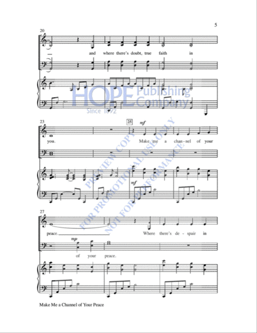 Make Me a Channel of Your Peace 4-Part scores gallery preview page 6