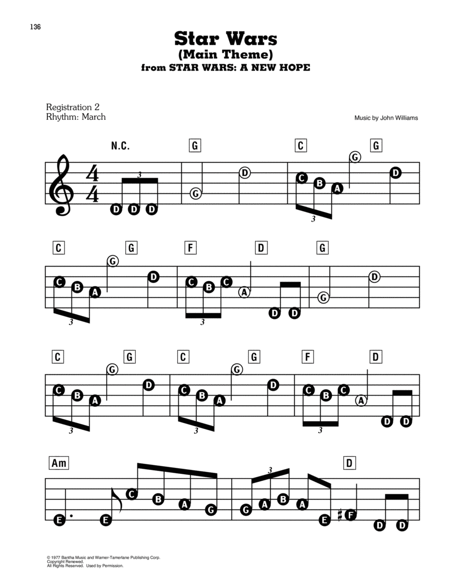Star Wars (Main Theme) Electronic Keyboard scores gallery preview page 1