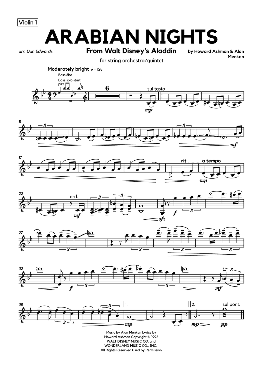 Arabian Nights Violin Solo scores gallery preview page 1