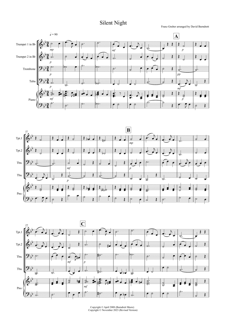 Silent Night for Brass Quartet Brass Quartet scores gallery preview page 1