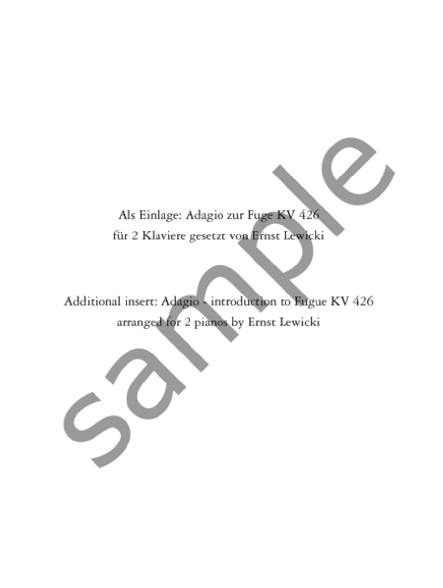 Sonata for 2 Pianos in D K448 and Fugue in C minor K426 for 2 Pianos Piano Duet scores gallery preview page 2