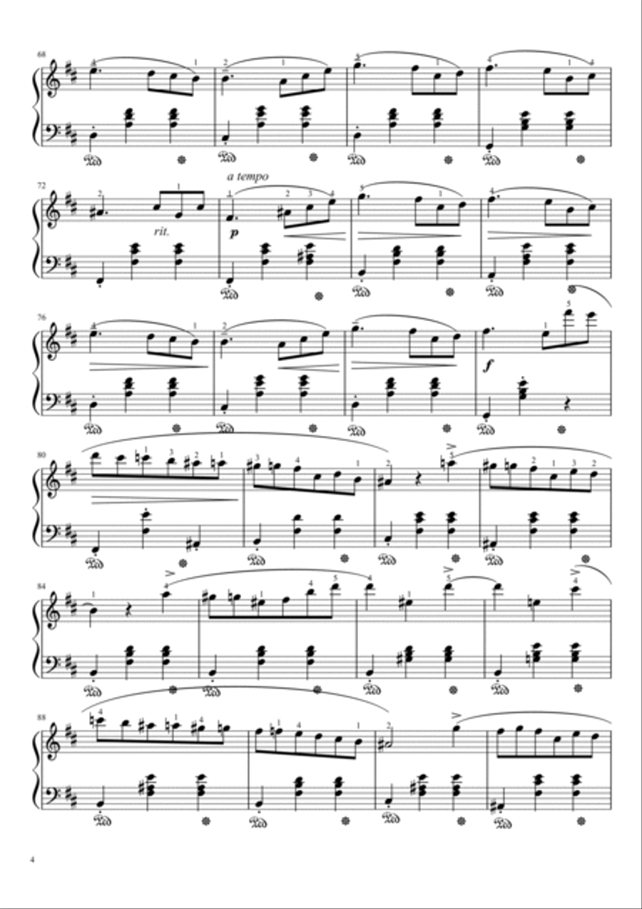 Chopin Waltz Op.69 No. 2 in B Minor Minor With Finger Piano Solo scores gallery preview page 4