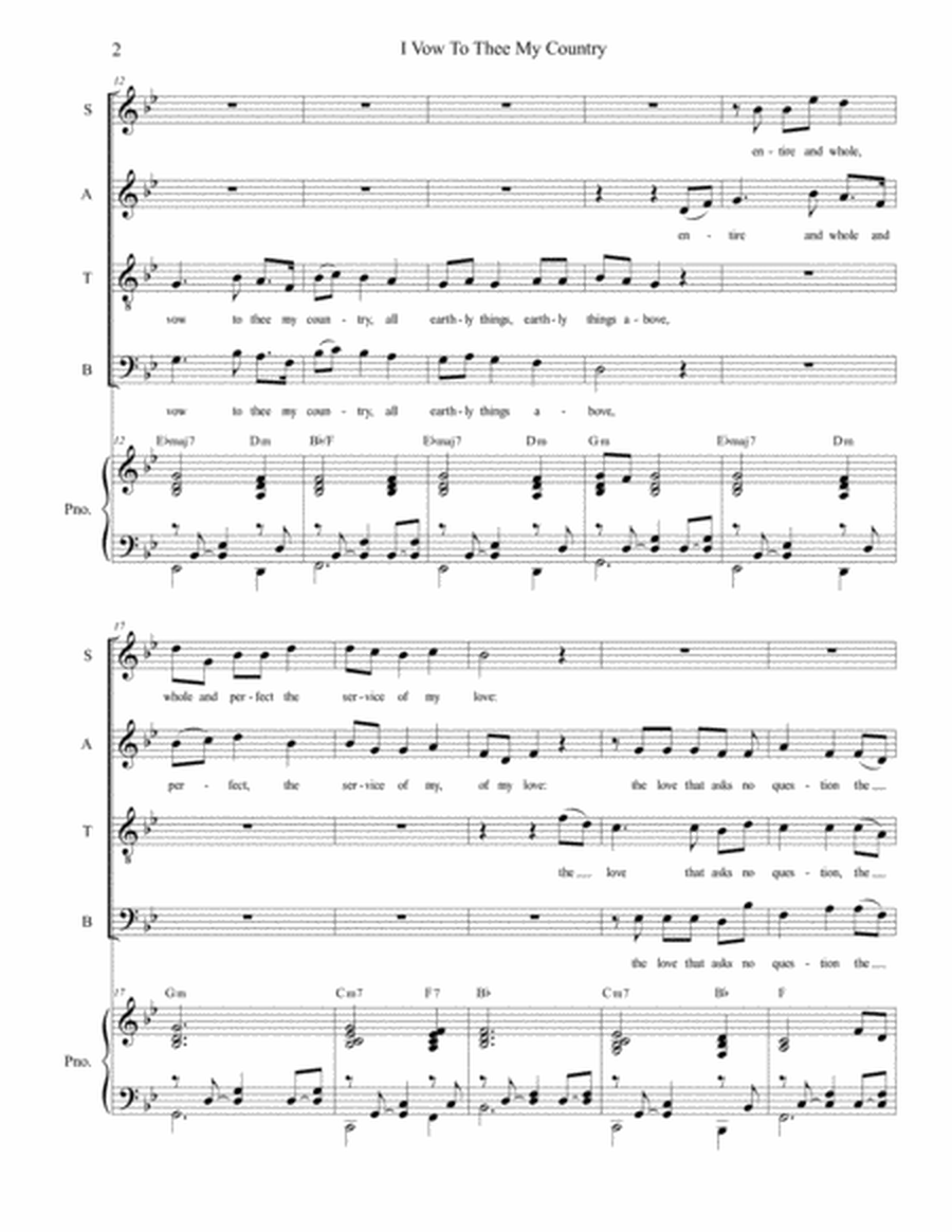 I Vow To Thee My Country (with "America") (for SATB) image number null