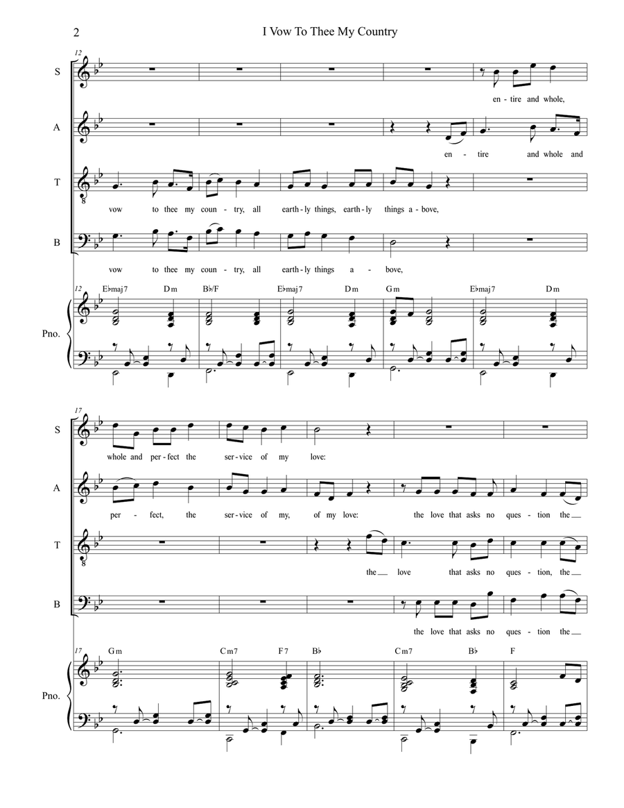 I Vow To Thee My Country (with 