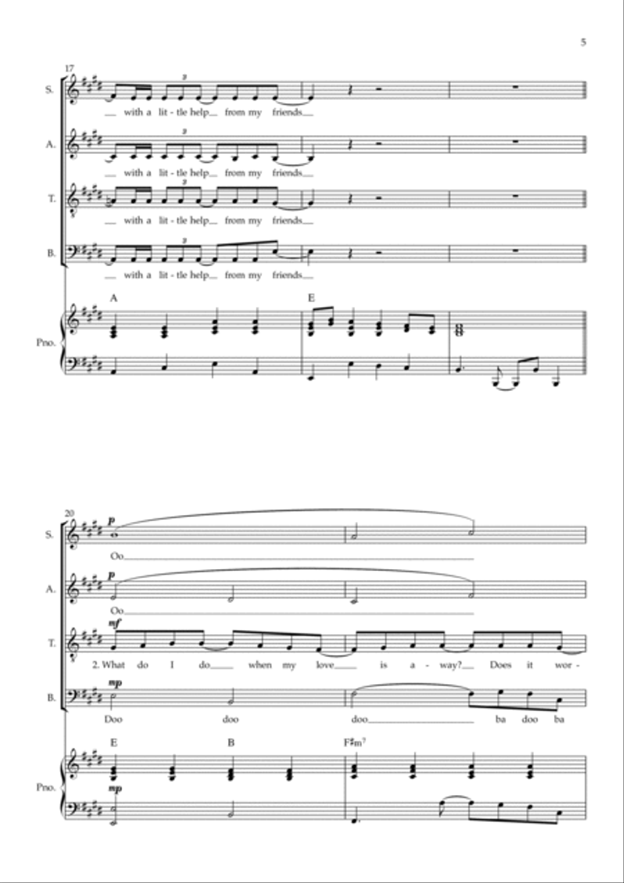 With A Little Help From My Friends 4-Part scores gallery preview page 5