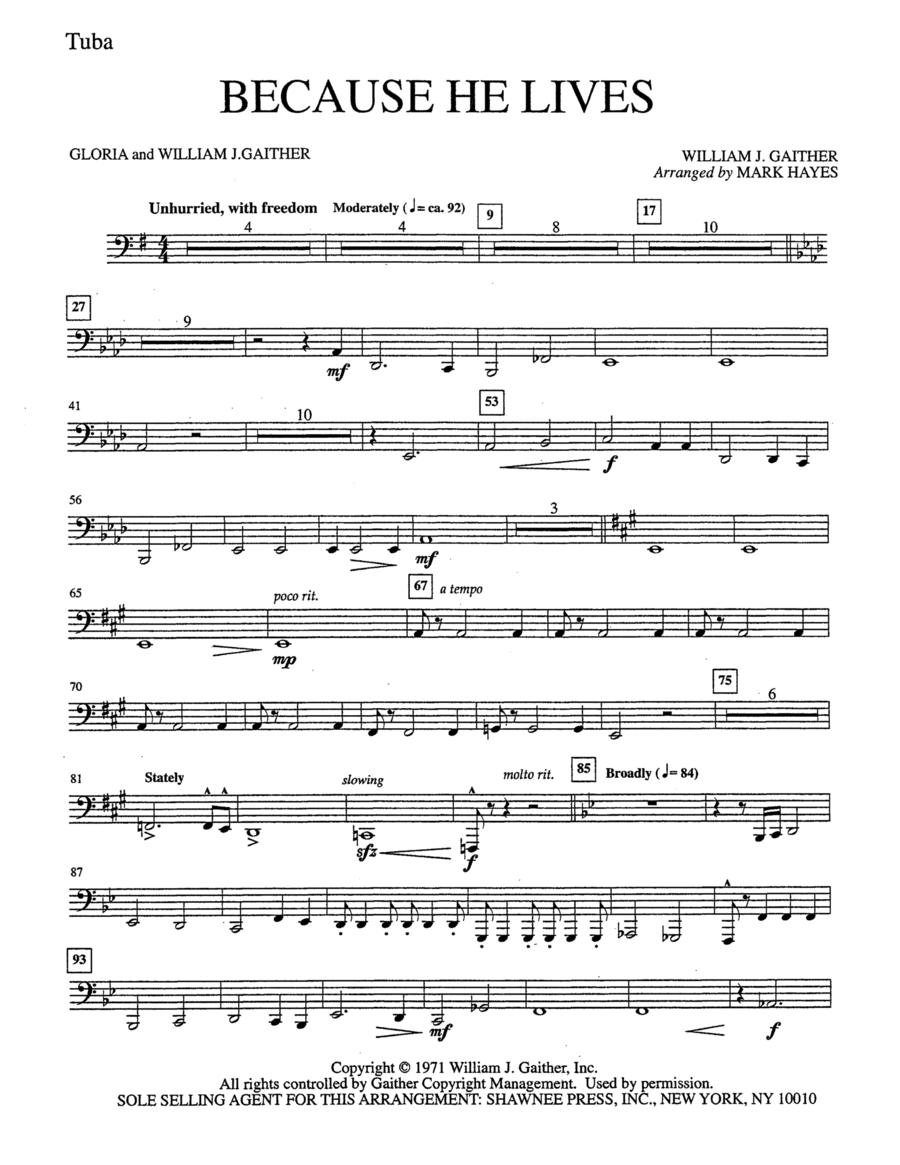 Because He Lives - Tuba Choir scores gallery preview page 1