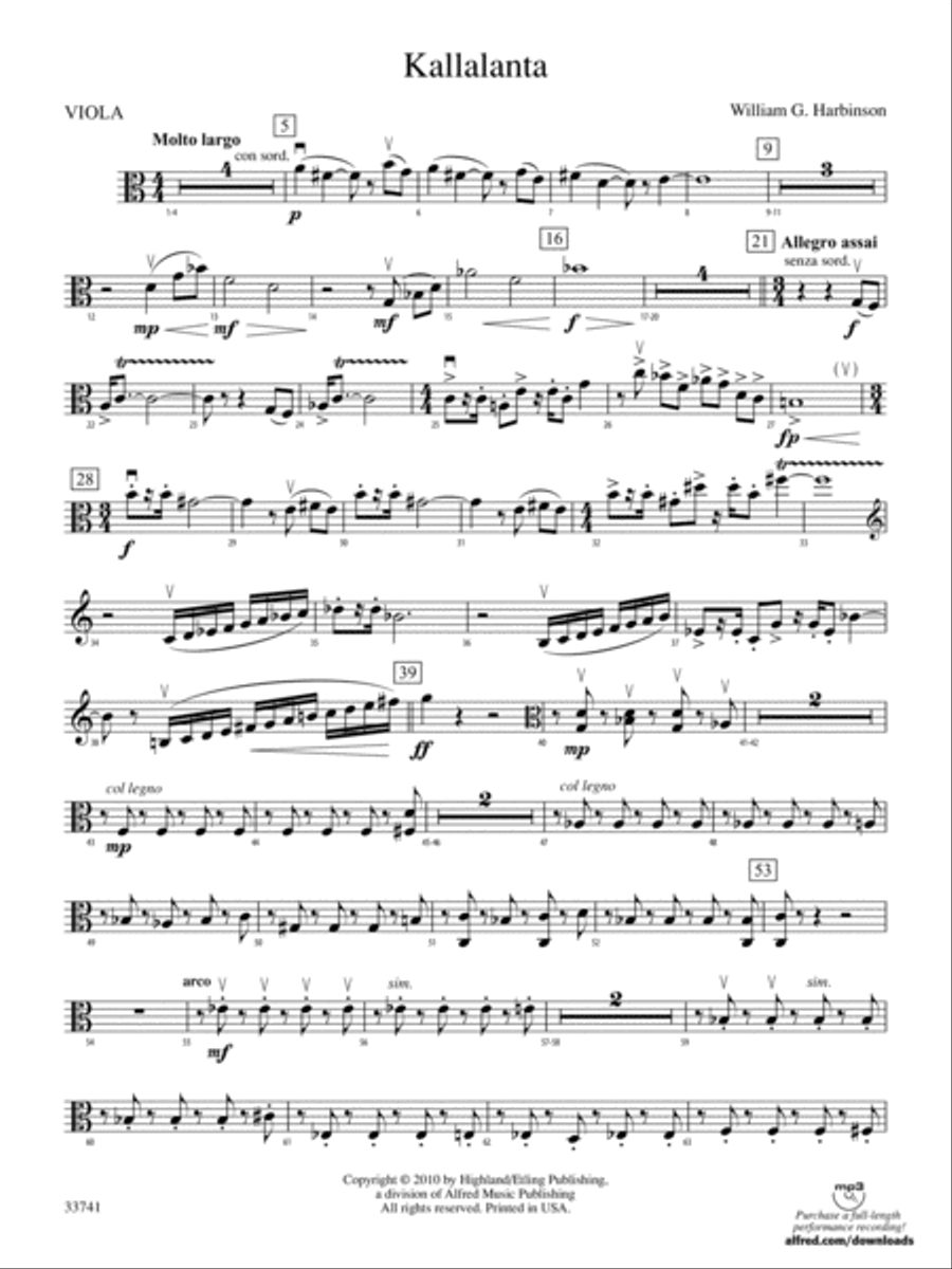 Kallalanta: Viola Full Orchestra scores gallery preview page 1