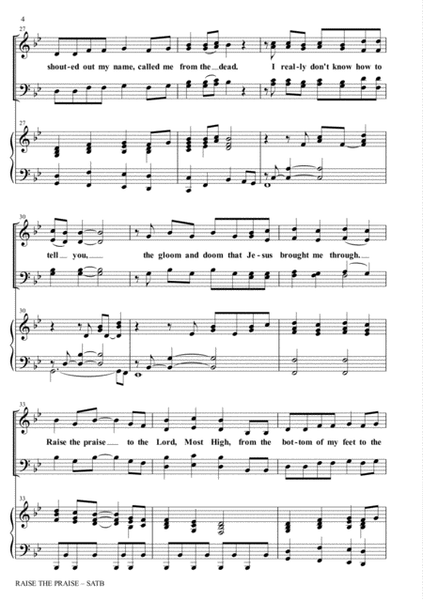 RAISE THE PRAISE (SATB Choir with Piano) image number null