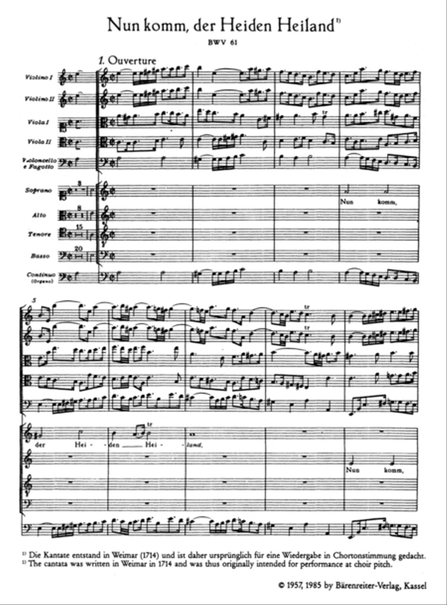Nun komm, der Heiden Heiland, BWV 61 4-Part scores gallery preview page 2