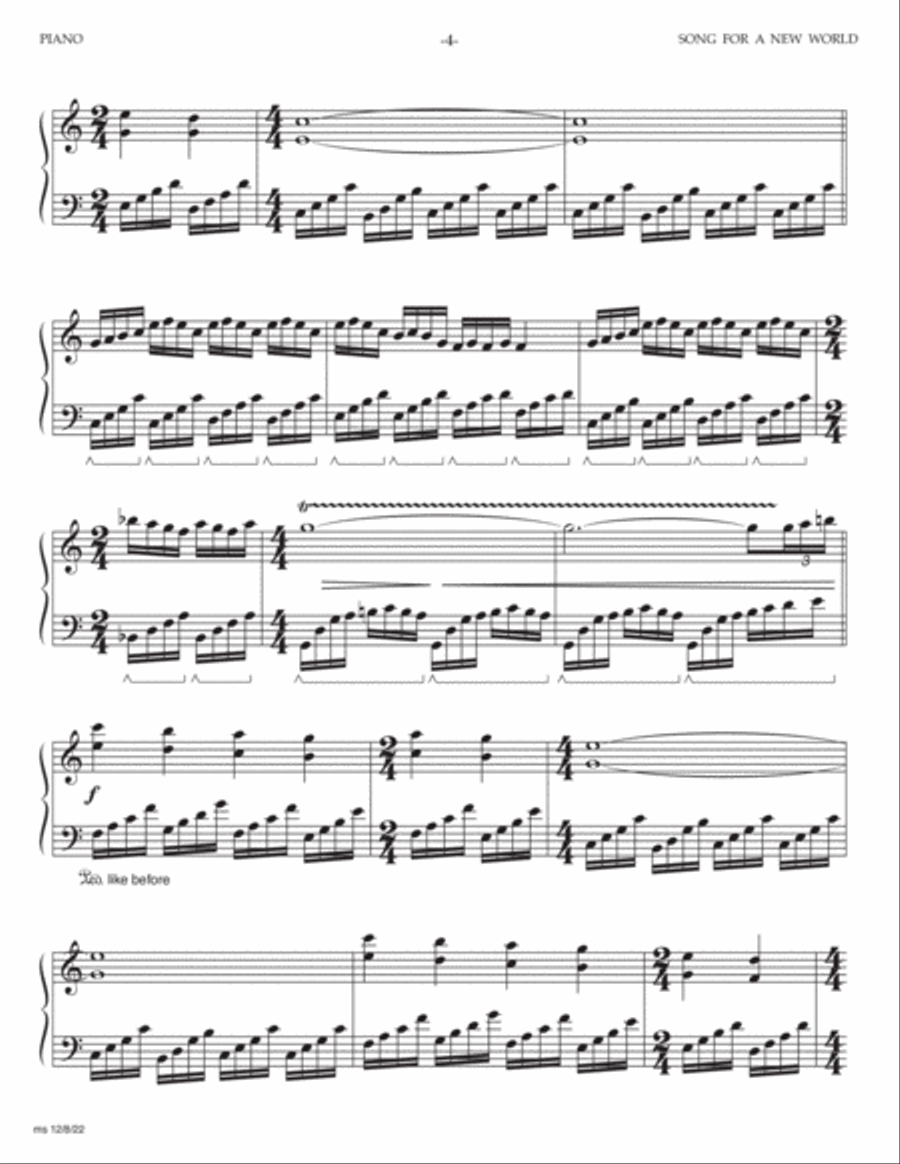 Song For a New World Piano scores gallery preview page 4