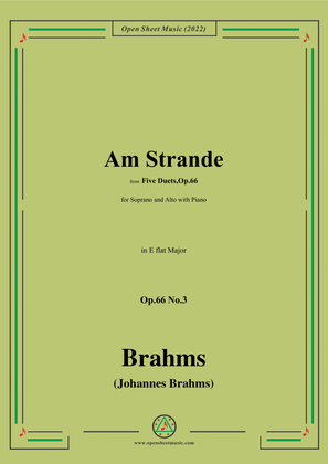 Book cover for Brahms-Am Strande-On the Beach,Op.66 No.3,in E flat Major,from Five Duets,Op.66