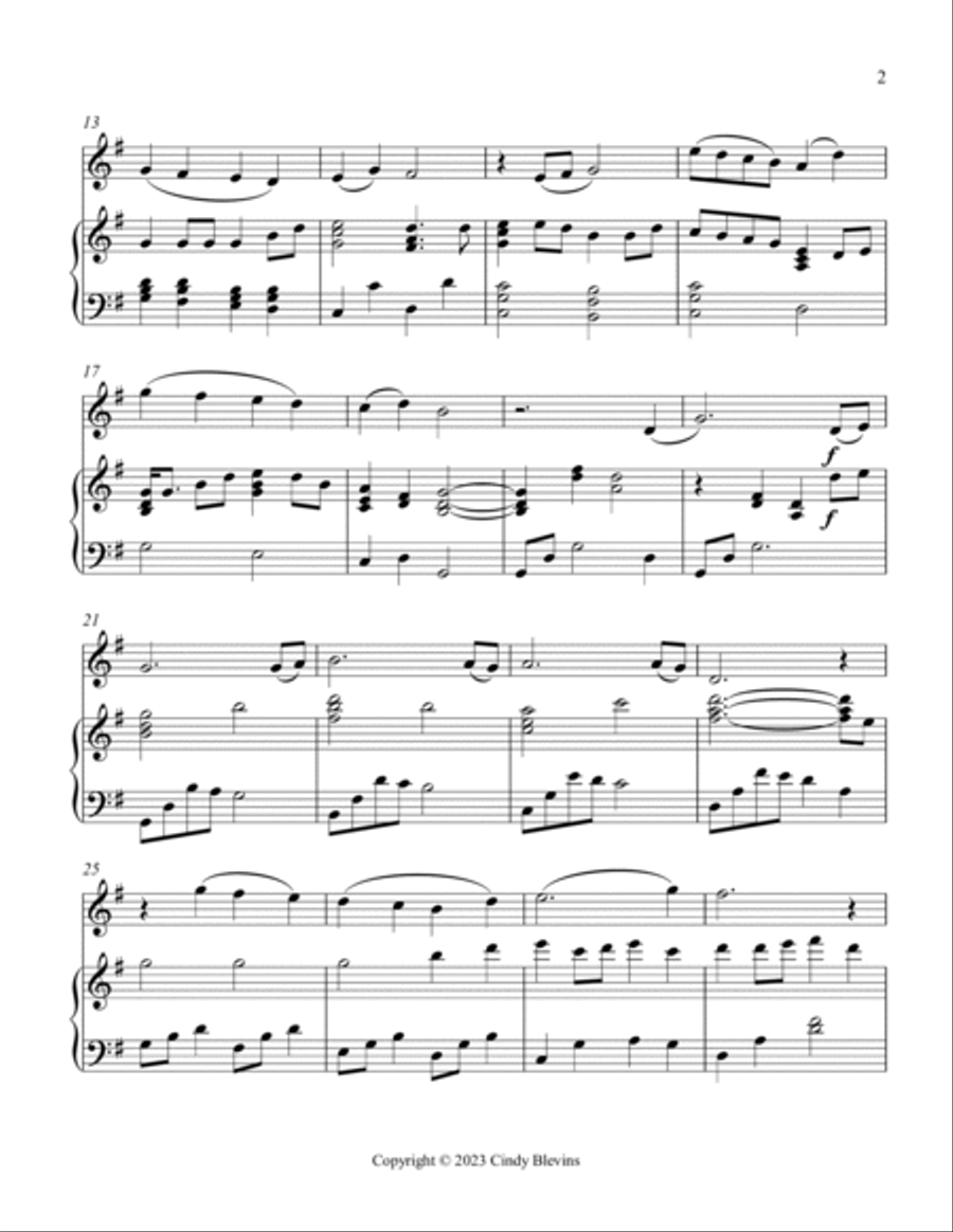 Loch Lomond, Piano and Tin Whistle (D) Piano scores gallery preview page 3