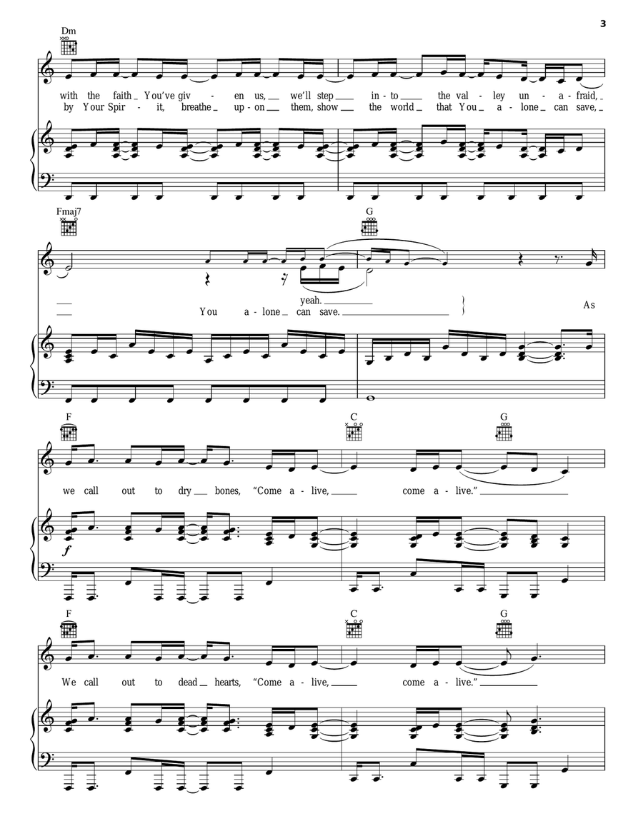 Come Alive (Dry Bones) Piano, Vocal, Guitar scores gallery preview page 3