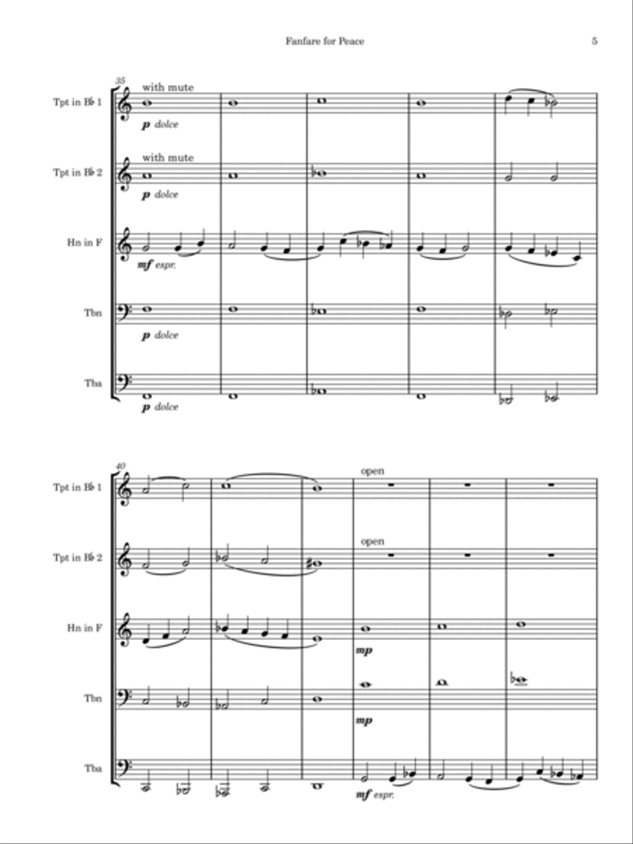 Fanfare for Peace Brass Ensemble scores gallery preview page 5