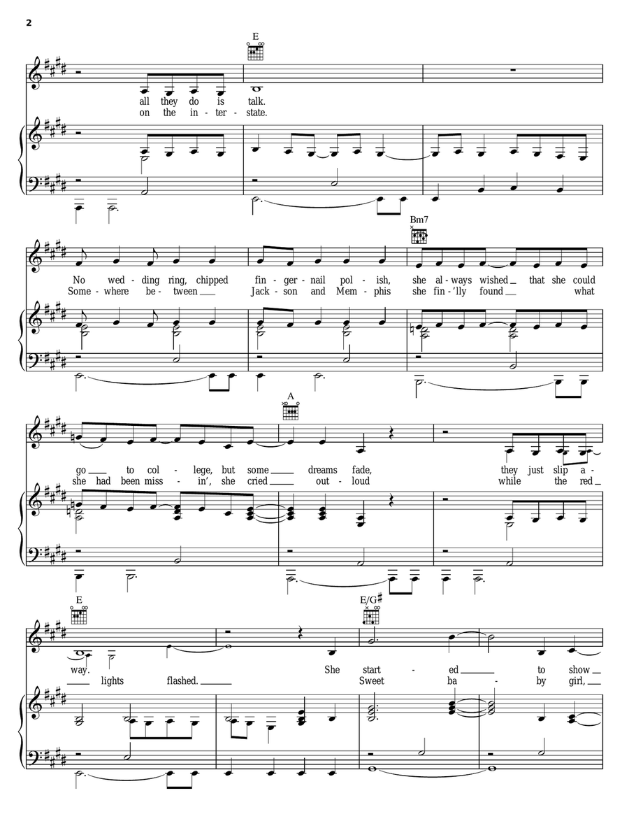 Backseat Of A Greyhound Bus Piano, Vocal, Guitar scores gallery preview page 2