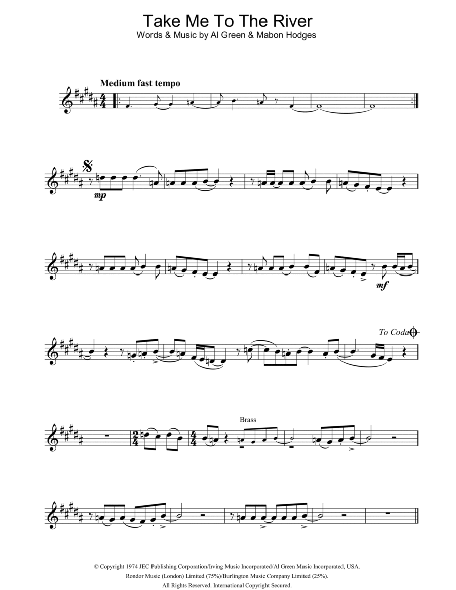 Take Me To The River Take Me To The River Piano scores gallery preview page 1