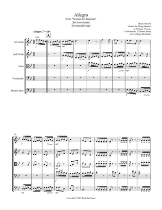 Allegro (from "Sonata for Trumpet") (Bb) (String Quintet - 2 Violins, 1 Viola, 1 Cello, 1 Bass) (Vio