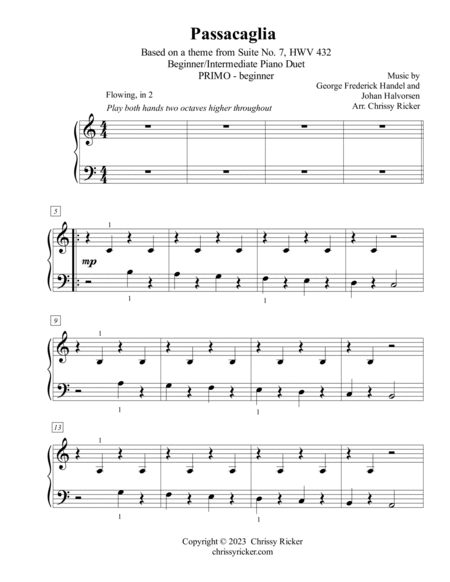 Passacaglia - beginner piano with teacher duet image number null