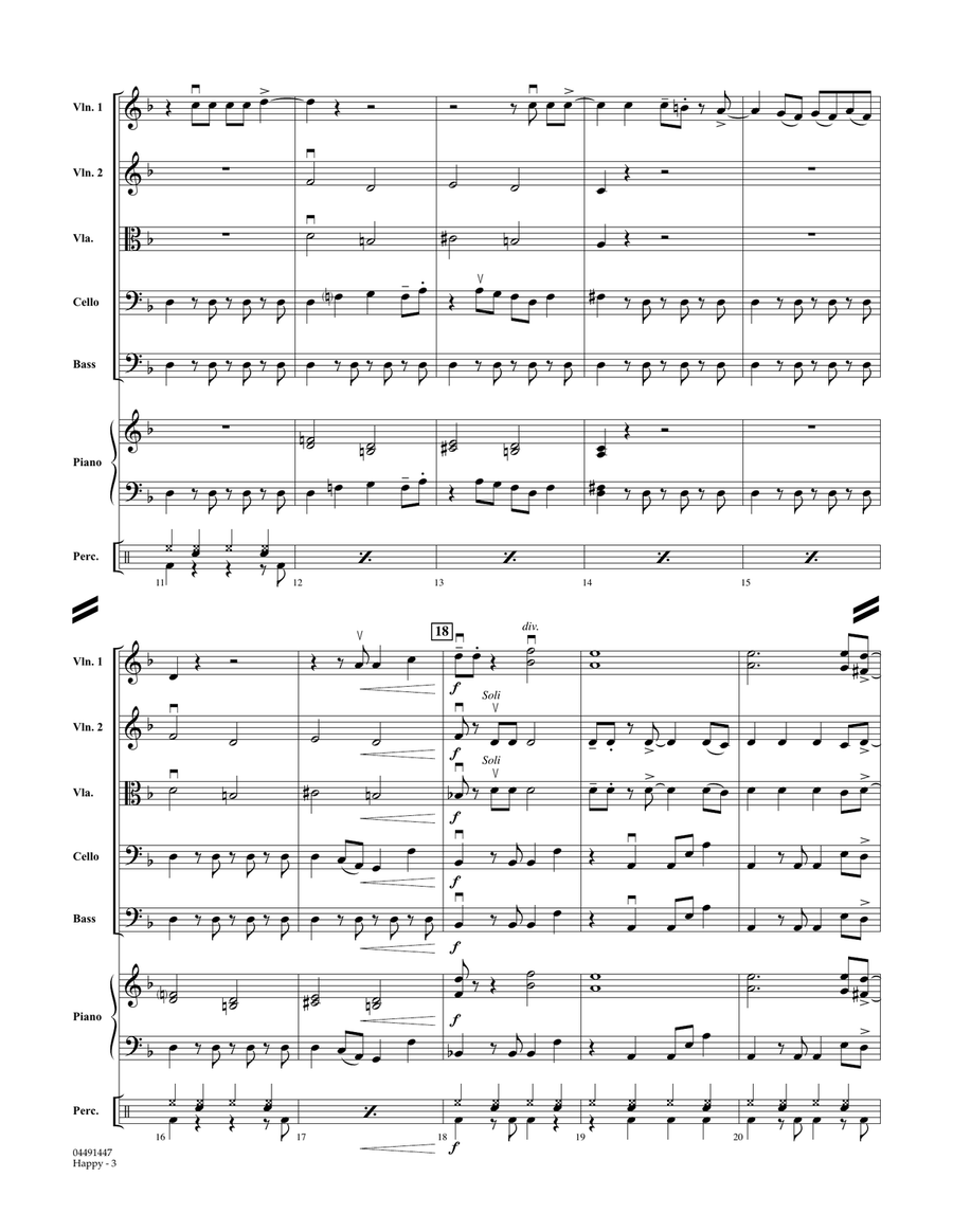 Happy (from Despicable Me 2) - Conductor Score (Full Score) Orchestra scores gallery preview page 3