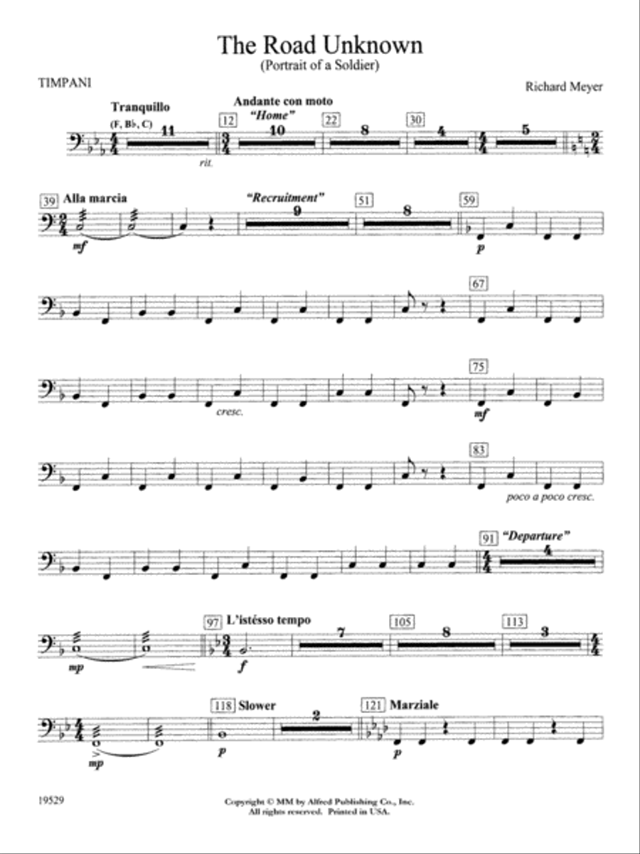 The Road Unknown: Timpani Concert Band scores gallery preview page 1