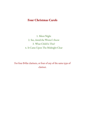 Four Christmas Carols for Four Clarinets