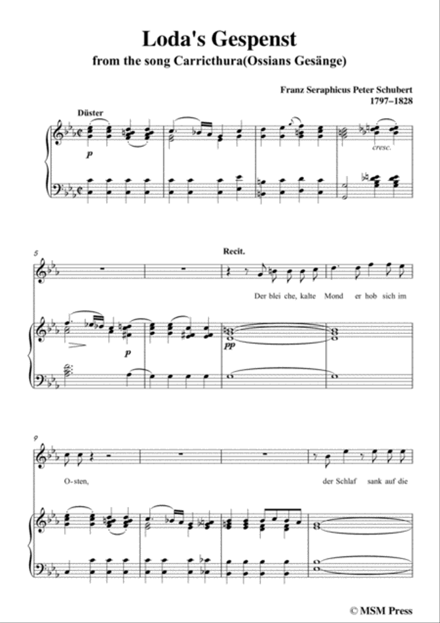 Schubert-Loda’s Gespenst,in c minor,D.150,for Voice and Piano Voice Solo scores gallery preview page 3
