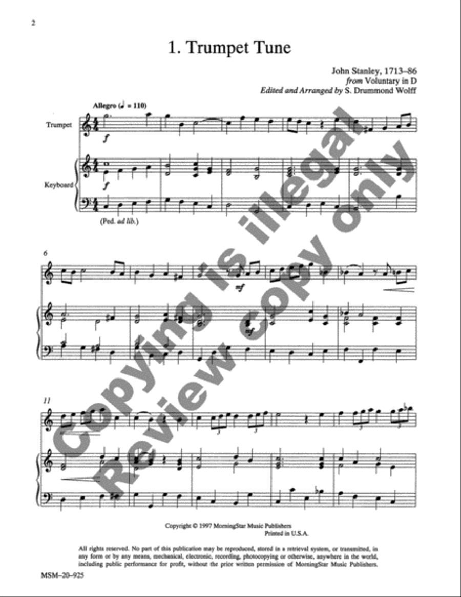 Three Baroque Trumpet Tunes Trumpet Solo scores gallery preview page 2