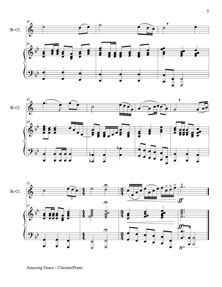 Gary Lanier: HYMNS of GRACE (Duets for Bb Clarinet & Piano) Woodwind Duet scores gallery preview page 6
