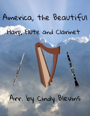 Book cover for America, the Beautiful, Harp, Flute, and Clarinet