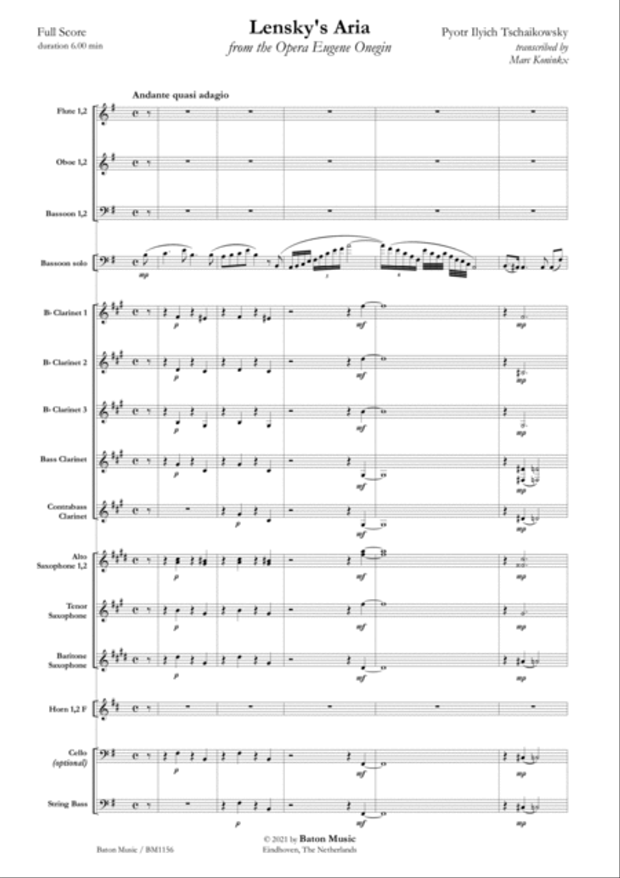 Lensky's Aria from the Opera Eugene Onegin Concert Band scores gallery preview page 2