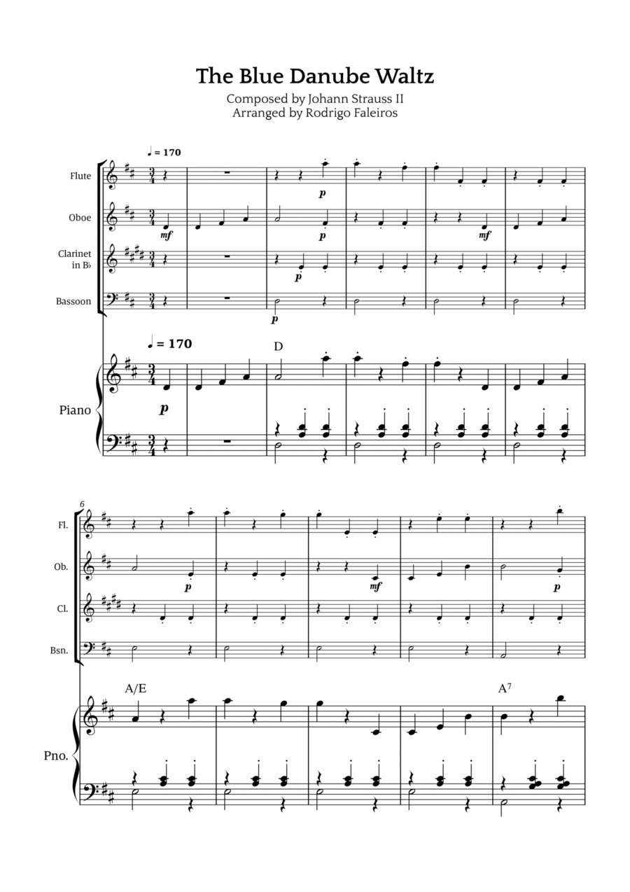 The Blue Danube Waltz Chamber Music scores gallery preview page 1