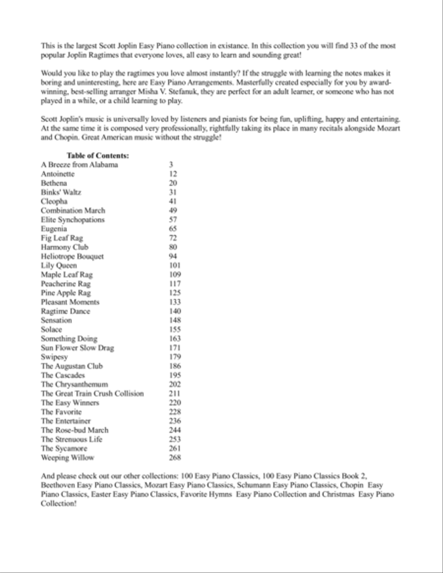 Scott Joplin Easy Piano Classics Easy Piano scores gallery preview page 2