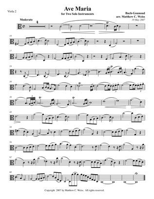 Ave Maria for Two Solo Instruments - Viola 2