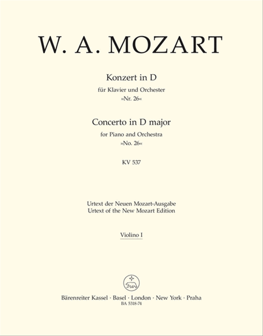 Concerto for Piano and Orchestra, No. 26 D major, KV 537 'Coronation Concerto'