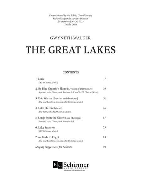 The Great Lakes (Piano/Choral Score)