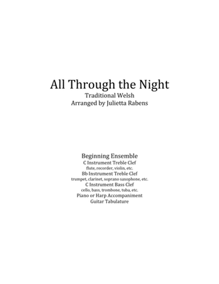Book cover for All Through the Night in G major for easy ensemble