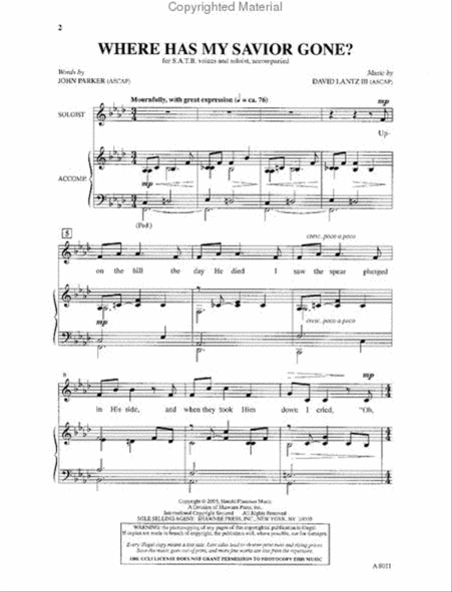 Where Has My Savior Gone? 4-Part scores gallery preview page 2