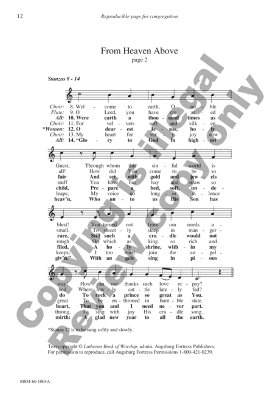 From Heaven Above 4-Part scores gallery preview page 12