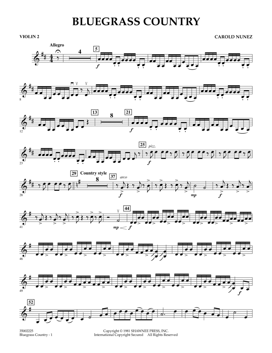 Bluegrass Country - Violin 2 Violin scores gallery preview page 1