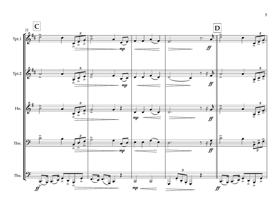 Portuguese National Anthem ''A Portuegesa'' for Brass Quintet (World National Anthem Series) Brass Quintet scores gallery preview page 5