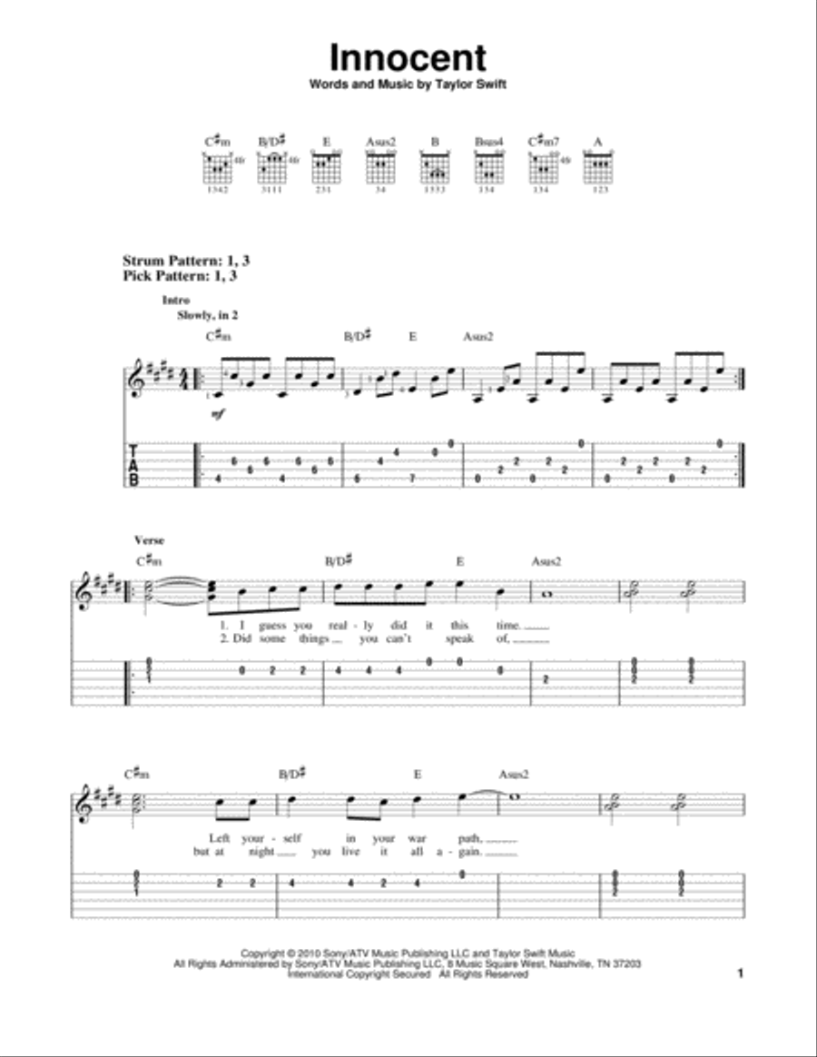 Innocent Acoustic Guitar scores gallery preview page 1