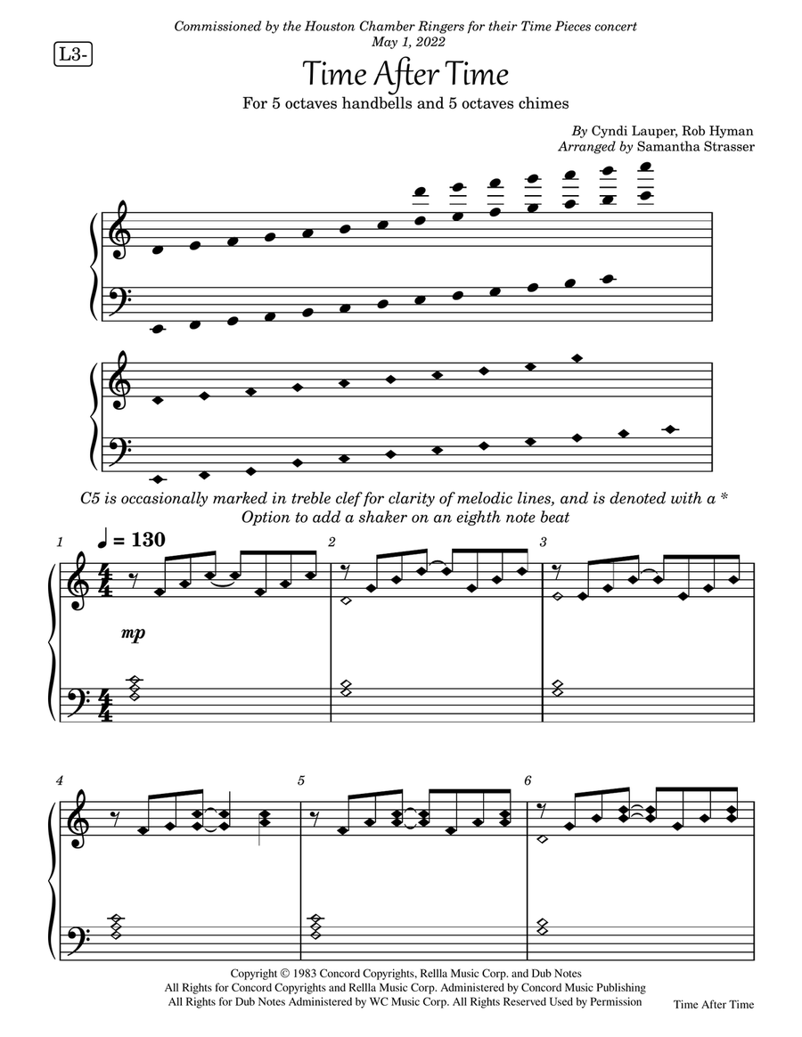 Time After Time - Score Only Handbell Choir scores gallery preview page 1